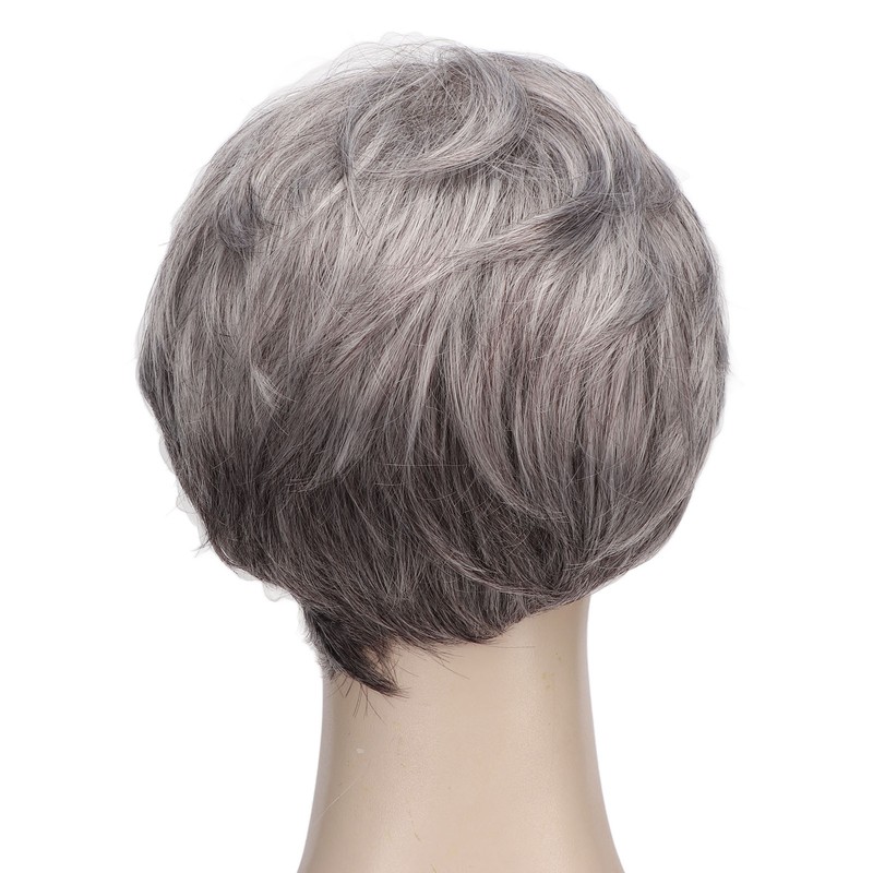 Men Gray Short Wig Heat Resistant Synthetic Multipurpose Adjustable Layered