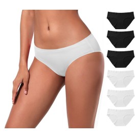 BUBBLELIME XS-XL Bikini Panties Women’s Low Rise String Breathable Soft Underwear Bonded No Show - SET2 Large_6 Pack