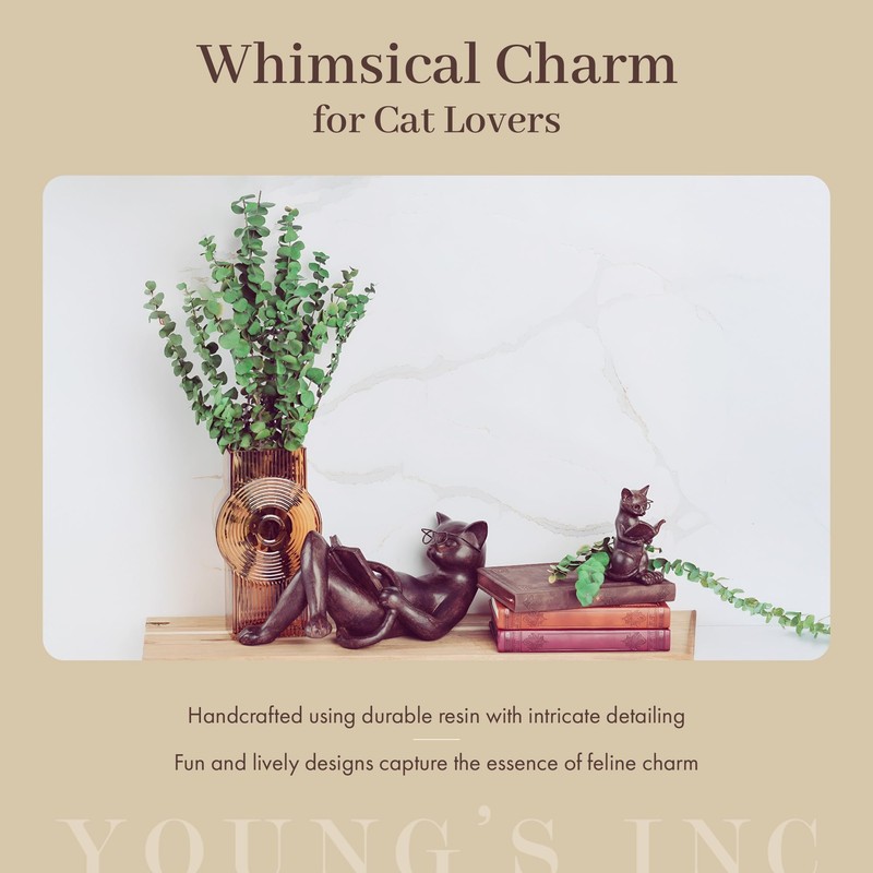 Young's Inc. Cat Figurine - Cute Cat Statue - Whimsical