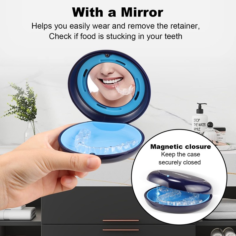 2PCS Retainer Case with Mirror and Adjustable Vent Holes, Compatible