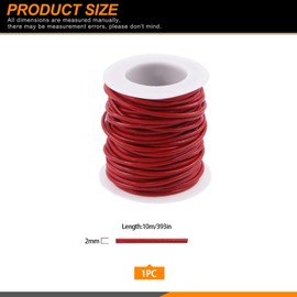 Rustark 11 Yards x 2mm Red Round Leather String Cord Soft Leather Rope Cord Spool for Necklaces Bracelets Shoelace Wrapping Crafts Jewelry Making Supplies