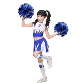 LOLANTA Girls' Cheerleader Costume School Child Cheer Costume Outfit Carnival Costume (Blue, 152-164, Label Size 160)