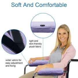 SPRING SEAON Wheelchair Armrest Covers 2 Pack Soft Memory Foam Wheelchair armrest Pads Wicking Washable for Office Transport Chair (Deep Purple)