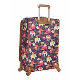 Lily Bloom Luggage 24" Expandable Design Pattern Suitcase With Spinner Wheels For Woman (24in, Elephant Rain)