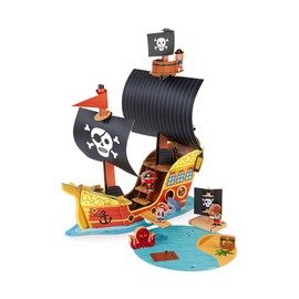 Janod Story Box - 8 Piece Pirate Ship Play Set with - Ages 3+ - J08579