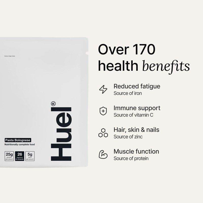 Huel Hot & Savoury Meal Packs, Pasta Bolognese, 7 Meals,
