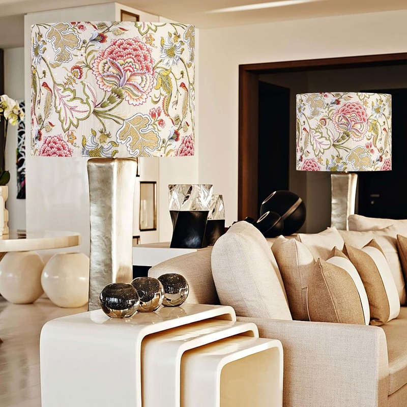 GO&SO 1 Pack Floral Large Drum Lamp Shade,16" x16" x10",