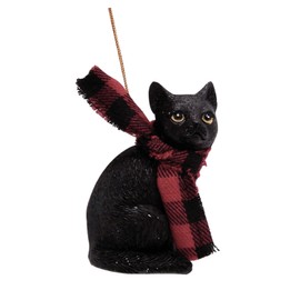 Black Cat with a Scarf Christmas Ornament, Holiday Décor, Tree Hanging Ornament, 3 Inches
