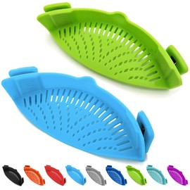 Clip-on Kitchen Food Strainer for Spaghetti, Pasta, Meat, Fruits, Vegetables. Silicone Kitchen Food Strainer for Pots & Bowls