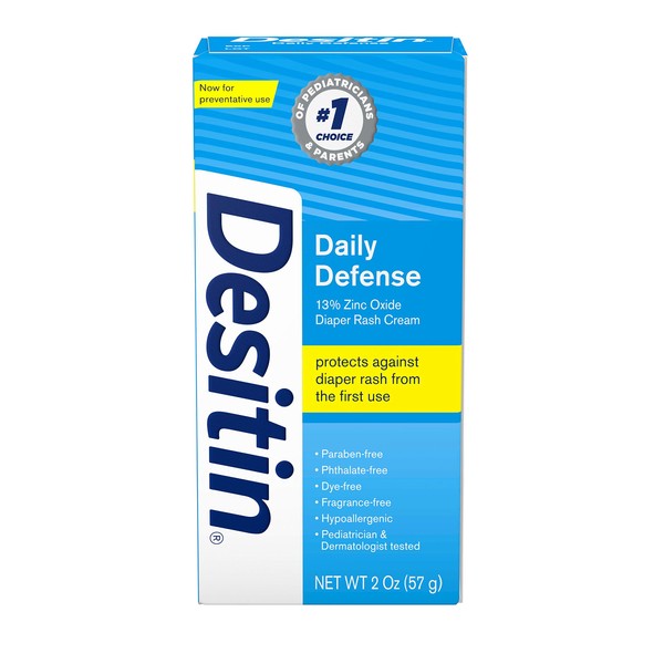 Desitin Daily Defense Baby Diaper Rash Cream with Zinc Oxide to Treat, Relieve & Prevent diaper rash, Hypoallergenic, Dye-, Phthalate- & Paraben-Free, Travel Size, 2 oz (Pack of 6)