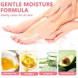 Crema Hidratante para Pies Kit - Incluye Crema Nutritiva, Cepillo de Piedra Pómez y 2 Calcetines Hidratantes Reutilizables - Elimina Piel Muerta y Suaviza Pies, Rodillas y Codos al Instante