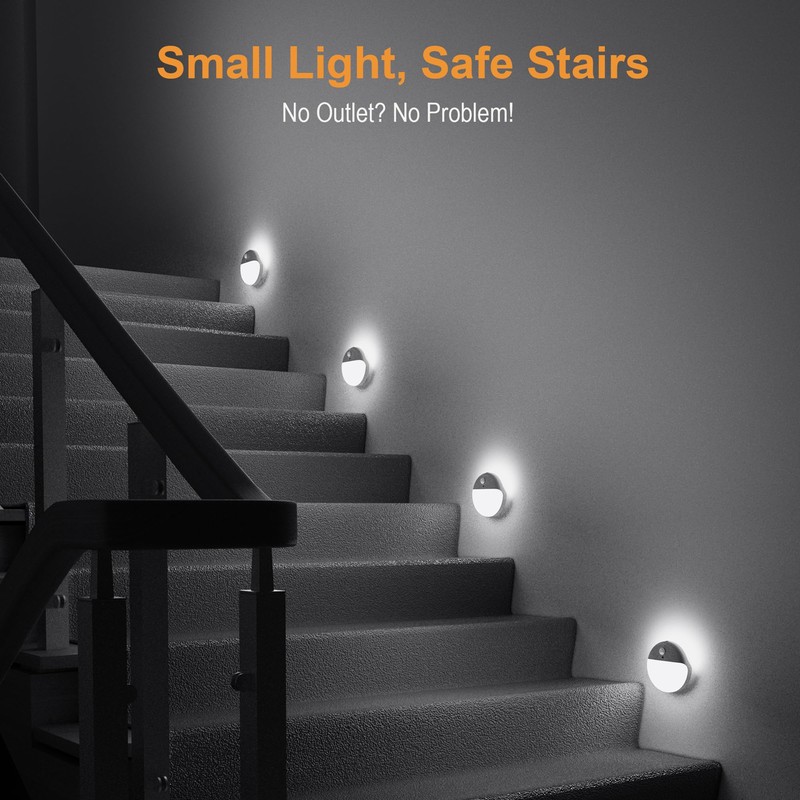 YUNLEX 4 Pack Stair Lights Indoor, 2.6" Small Stick on