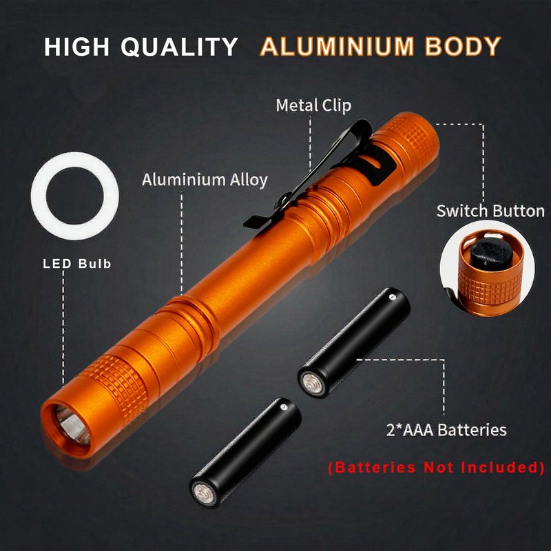 Pen Light Portable Pocket Flashlight with Clip,Waterproof Bright Small Flashlight