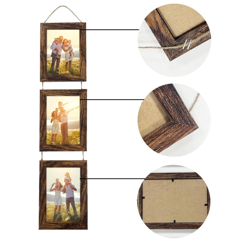 VMUZEDER 5x7 Wall Hanging Picture Frames Collage with 3 Opening