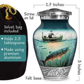 Fishing Urn for Human Ashes | Keepsake Handcrafted Funeral Memorial | Decorative Cremation Urn for Women and Men