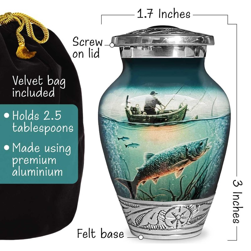 Fishing Urn for Human Ashes | Keepsake Handcrafted Funeral Memorial