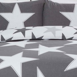Rapport Stars Reversible Duvet Cover Bed Set, Polycotton Grey, Single