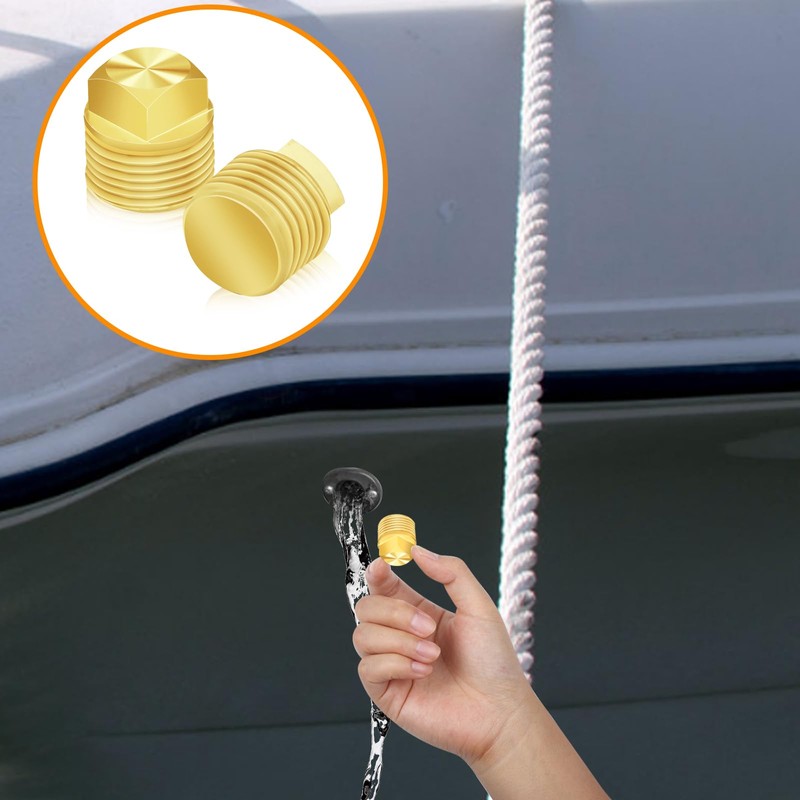 2 Pcs Boat Drain Plug, Solid Brass Boat Plug 1/2