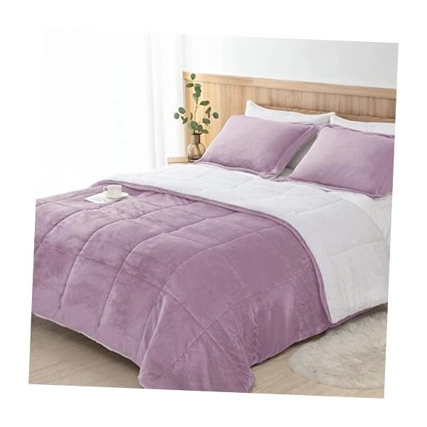 Purple Fuzzy Sherpa Comforter Set Full Queen Size, Soft Full/Queen