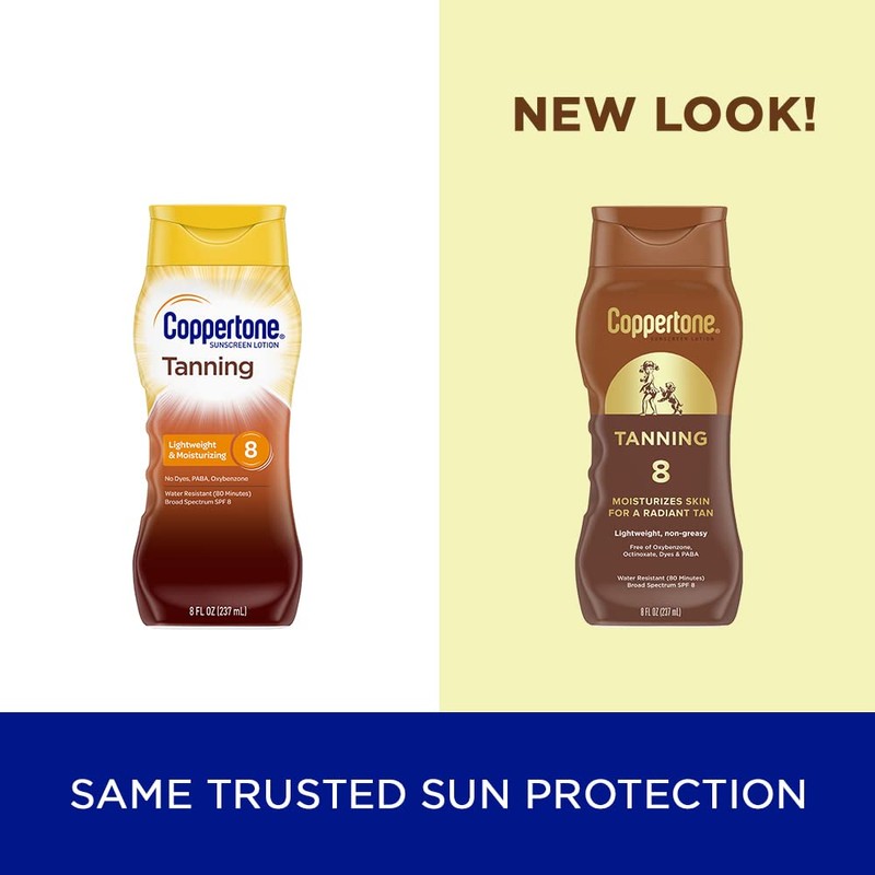 Coppertone Tanning Sunscreen Lotion Broad Spectrum SPF 8 (8 Fluid