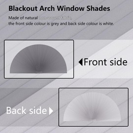 SEEYE Arch Window Blackout Shades, Pleated Fabric Blind (Radius: 24'') Half Circle Cellular Cordless Semicircular Blinds with No Tools, Half-Round Shade Easy to Cut and Install, Dark Gray-White