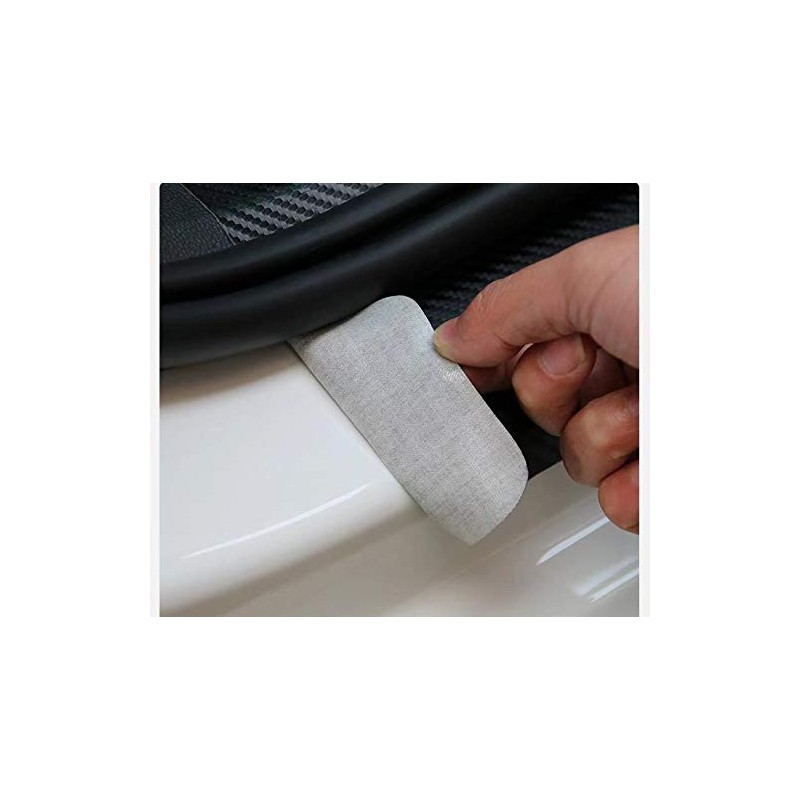 MAXDOOL 4Pcs Door Sill Protector Reflective 4D Carbon Fiber Leather