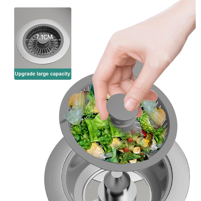 Kitchen Sink Drain Strainer and Sink Stopper Combo,New Upgraded Sink