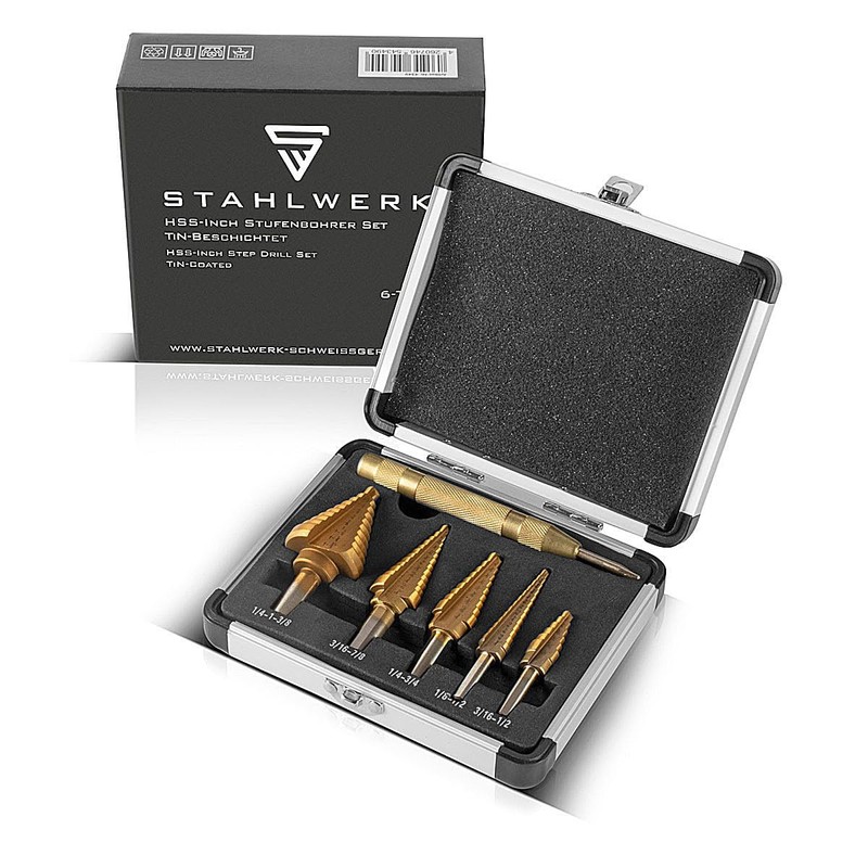 STAHLWERK HSS Step Drill/Taper Drill Bit Set 6 Pieces with
