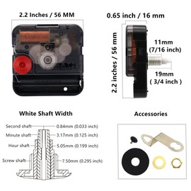 TIKROUND Youngtown Movement for Clock Repair Replacement 19mm (3/4inch) Shaft Length 11mm (7/16 inch) Thread Length.(White Shaft)