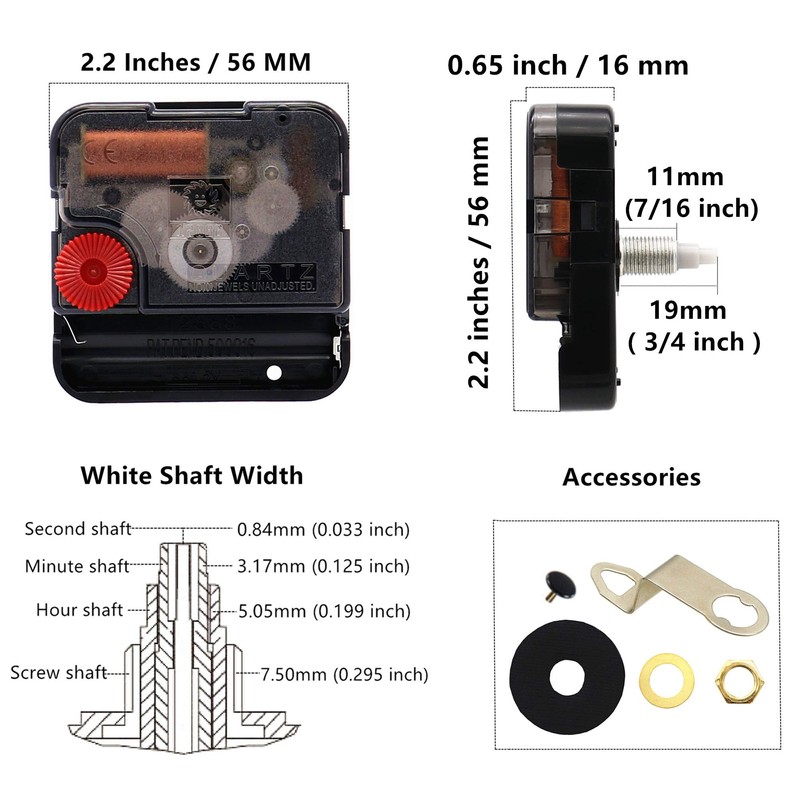 TIKROUND Youngtown Movement for Clock Repair Replacement 19mm (3/4inch) Shaft