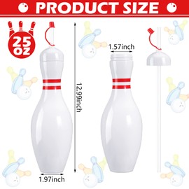 6 Sets Bowling Pin Water Bottles with Straws and Lids, 25 oz Plastic Reusable Bowling Pin Cups, Bowling Party Favors for Kids Birthday Sports Competition Bowling Fans Players Party Drinking Decoration