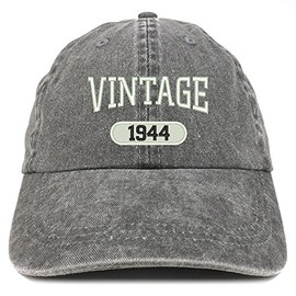Trendy Apparel Shop Vintage 1944 Embroidered 78th Birthday Soft Crown Washed Cotton Cap - Black