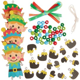 Baker Ross FX287 Christmas Elf Wooden Bead Decorations - Pack of 4, Wood Craft Decorations for Kids Christmas Party, Arts and Crafts for Kids