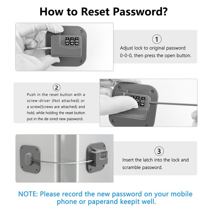 Refrigerator Lock, Heavy Duty Fridge Lock, Combination Lock for Refrigerator