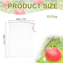 sourcing map 10Pcs Mesh Net, Fruit Protection Bags 17.7x11.8 Inch 40D Green Fruit Cover Mesh Bag for Plant Flower Vegetable, White