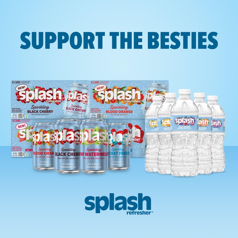 Splash Refresher Sparkling Water, Blood Orange - 8-Pack, 12 Fl