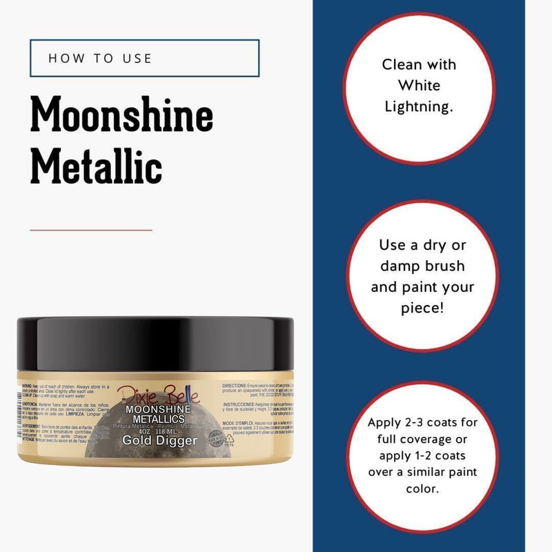 Dixie Belle Moonshine Metallics | Gold Digger (4oz) | Water-Based