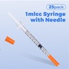 U-100 1ml syringe, 31G 1/4" (6mm) syringes, Individually Wrapped Pack