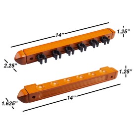 6/8/12 Pool Cue Wall Mounted Rack. Billiard Cue Sticks Wall Rack (Several Colors Available) (6 Cue - Oak)