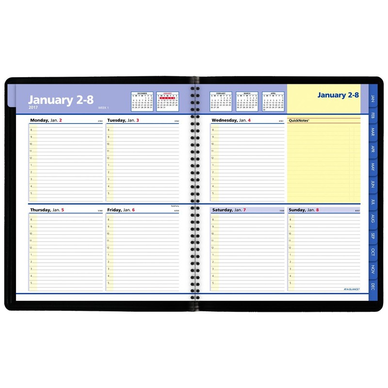 AT-A-GLANCE - Agenda semanal y mensual de citas 2017, QuickNotes,