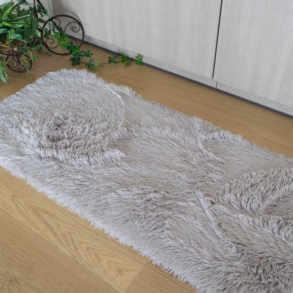 Sayansayan Excellent Mouty II, Washable Kitchen Mat, 17.7 x 70.9 inches (45 x 180 cm), Ice Gray