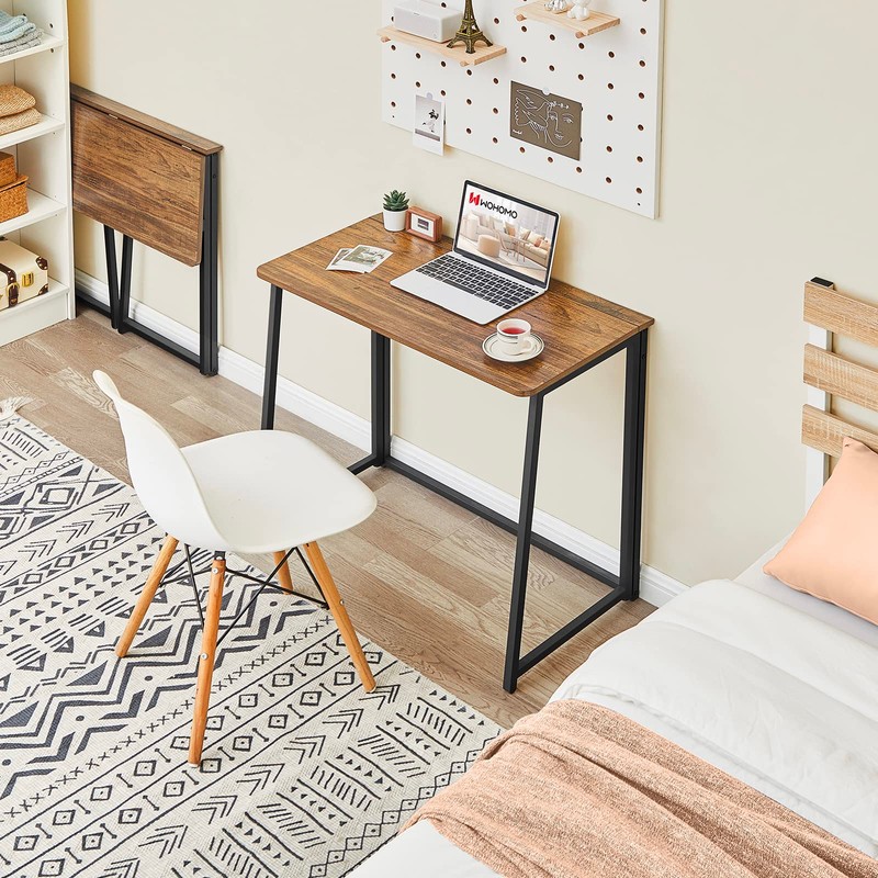 WOHOMO Folding Desk, Small Writing Desk 39.4", Space-Saving Foldable Laptop