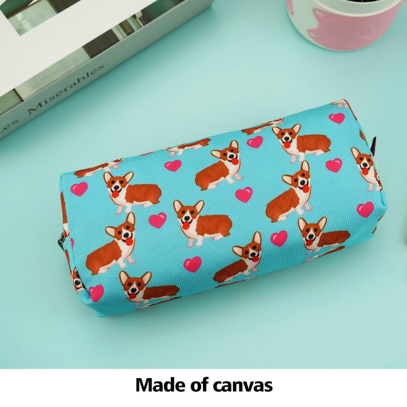 LParkin Corgi Dogs Students Super Large Capacity Canvas Pencil Case