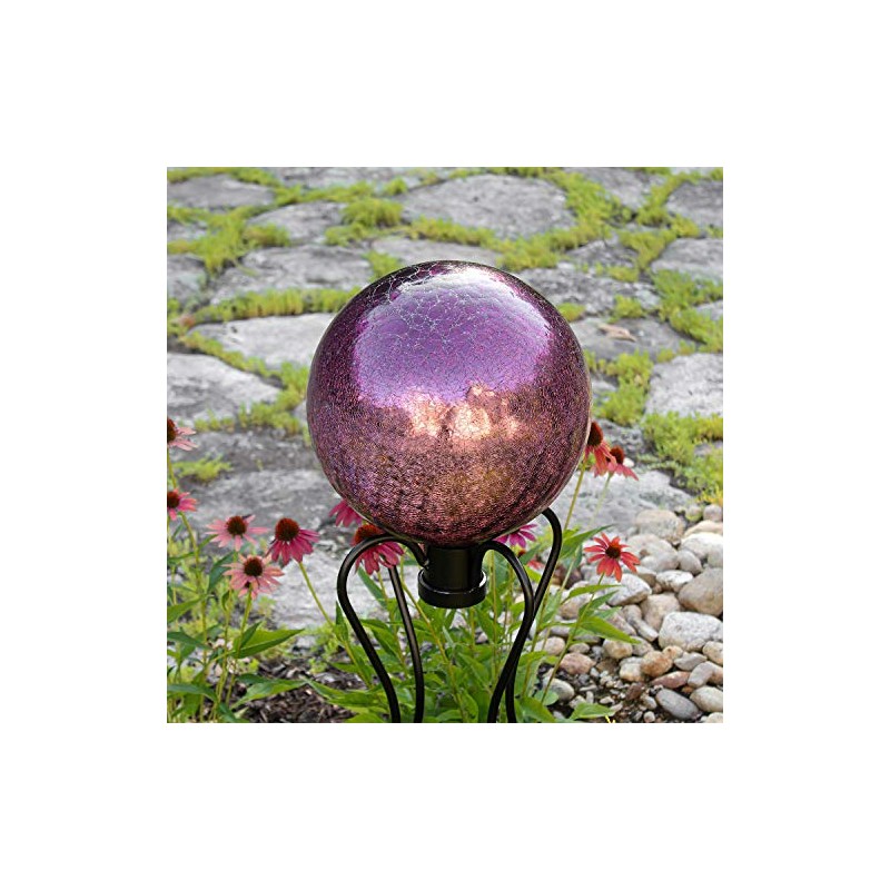 Achla Designs 12-Inch Crackle Gazing Globe Ball, Plum