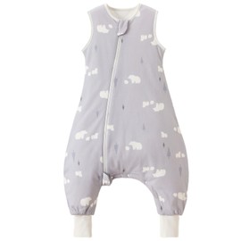 Nivolltha Super Soft 1.5 TOG Sleep Sack with Legs, 100% Organic Cotton Warm Comfy All Season Toddler Sleep Sack with Feet, Bear, Size L