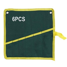 Roll Up Tools Bag Set Tools Wrench Roll Up Pouch, 10Pcs Spanner Plier Wrench Tool Storage Pouch Roll Up Bundle Type Hanging Bag Green(6 Pockets)