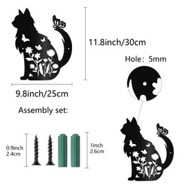 CREATCABIN Black Cat Metal Wall Art Iron Wall Decor Hanging Wall Display Simple Home Decoration Living Room Bedroom Kitchen Gift for Women Men Birthday Housewarming Party 11.8x9.8 Inch Black Cat