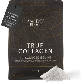 Ancient + Brave True Collagen 500g - Bovine Collagen Powder - 100% Hydrolysed Collagen Peptides (Type I) - High Protein, Fasting & Keto Friendly - Neutral Tasting