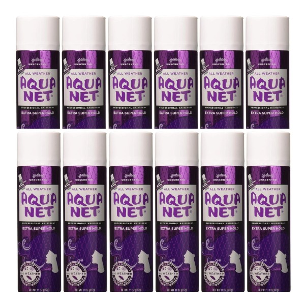 12 Pack Aqua Net Extra Super Hold Professional Hair Spray,