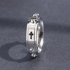 DoubleAccent 6MM Stainless Steel Cross Rosary Spinner Praying Ring, 6